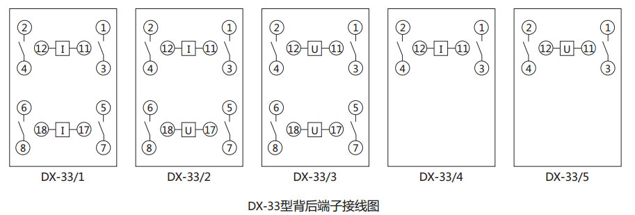 DX-33/4信號(hào)繼電器背后端子接線(xiàn)圖及外引接線(xiàn)圖